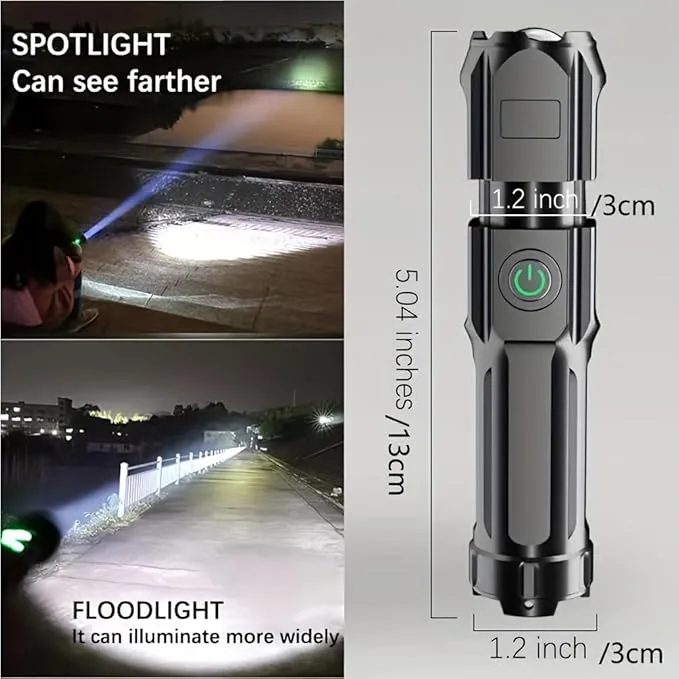 Rechargeable Flashlight 5 Pack, Mini Zoomable LED Flashlights, Emergencies Power Outage Super Bright Flashlight for Camping, Outdoor, Hiking, Fishing, Hurricane