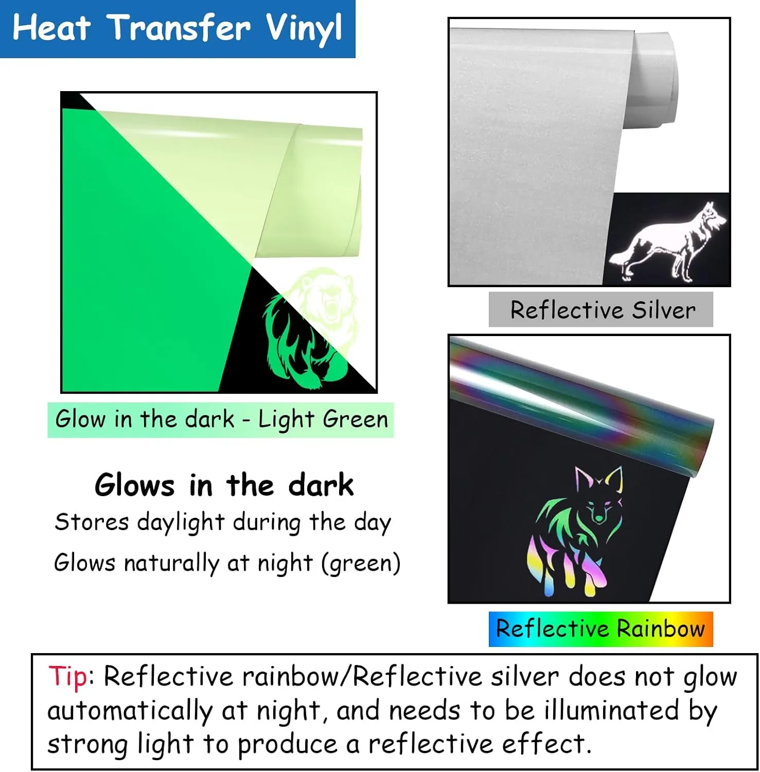 Reflective Silver Heat Transfer Vinyl, 12" × 10ft Reflective Vinyl, Iron on Vinyl Rolls for DIY t-Shirts and Fabrics (Reflective Silver, 12 in x 10 ft)