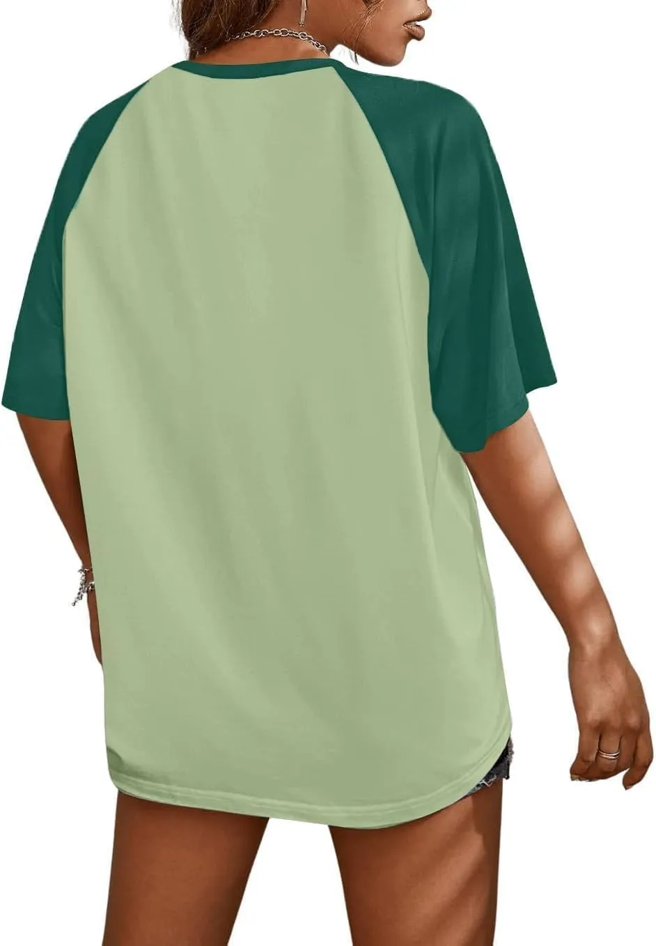 Remidoo Womens Short Sleeve Oversized T Shirt Color Block Crew Neck Casual Tee Tops