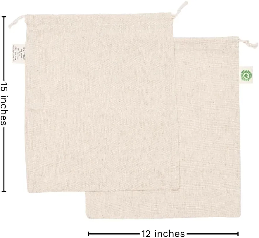 Reusable Linen Sourdough Bread Bags - 2 Pack Reusable, Undyed, Toxic-free, Washable and Perfect for Storing and Transporting Your Homemade Bread - Artisan Linen Bread Loaf Bags (2 Bags - 12”x15”)