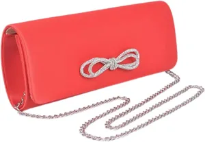 Rhinestone Bow Satin Clutch Bag Elegant Evening Handbag for Parties Weddings Crossbody Bag Dinner Night Out Prom Party