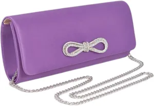 Rhinestone Bow Satin Clutch Bag Elegant Evening Handbag for Parties Weddings Crossbody Bag Dinner Night Out Prom Party