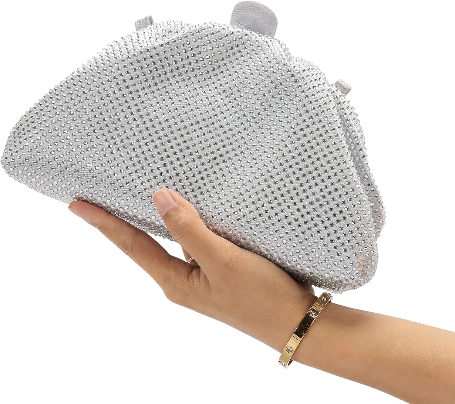 Rhinestone Purse Crystal Frame Clutch Bag Party Pleated Women Clutch Handbag
