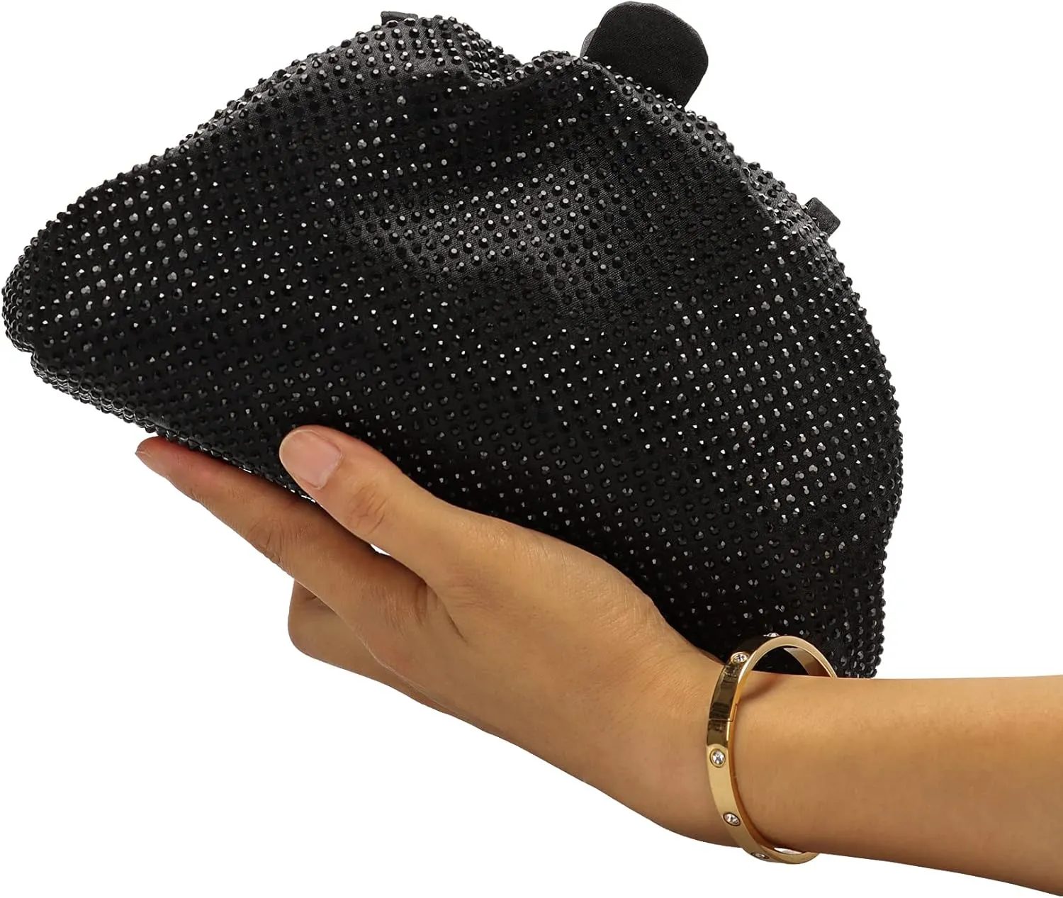 Rhinestone Purse Crystal Frame Clutch Bag Party Pleated Women Clutch Handbag