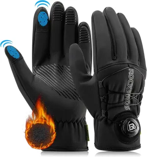ROCKBROS Winter Cycling Gloves for Men Women, Thermal Full Finger Winter Bike Gloves, Windproof Gloves with Touchscreen for MTB, Motorcycle, Outdoor Sports