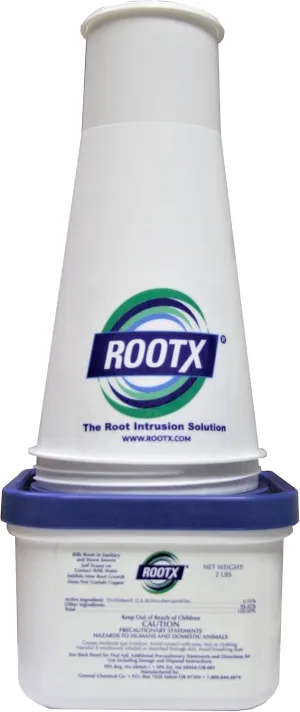 ROOTX - 2LB. JAR with Funnel/APPLICATOR Foaming Root Control for Sewer Lines and Septic Systems