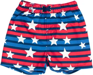 RUGGEDBUTTS Boys UPF50  Sun Protection Striped Color Block Swim Trunks