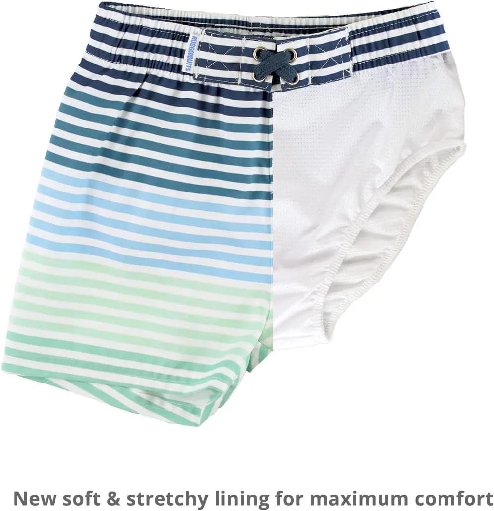 RUGGEDBUTTS Boys UPF50  Sun Protection Striped Color Block Swim Trunks