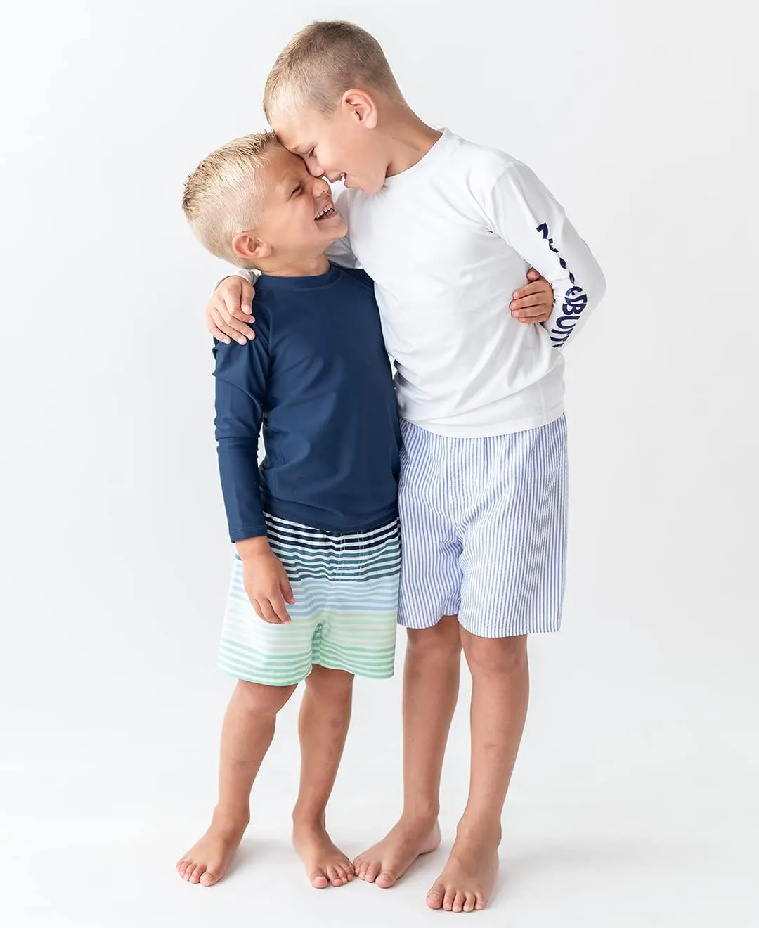 RUGGEDBUTTS Boys UPF50  Sun Protection Striped Color Block Swim Trunks