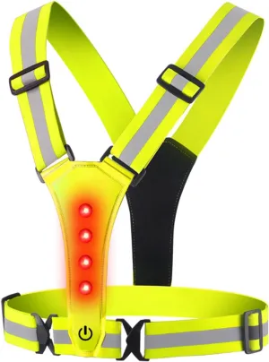 Running Vest USB Rechargeable Running Light for Runner High Visibility LED Reflective Vest Running Reflective Equipment