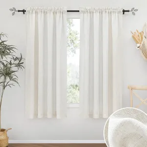 RYB HOME Linen Sheer Curtains 63 inch Length 2 Panels, Privacy Semi Sheer Curtains Light Glare Filtering Country Rustic Drapes for Farmhouse Bedroom, Living Room Decor, 52" W x 63" L, Linen