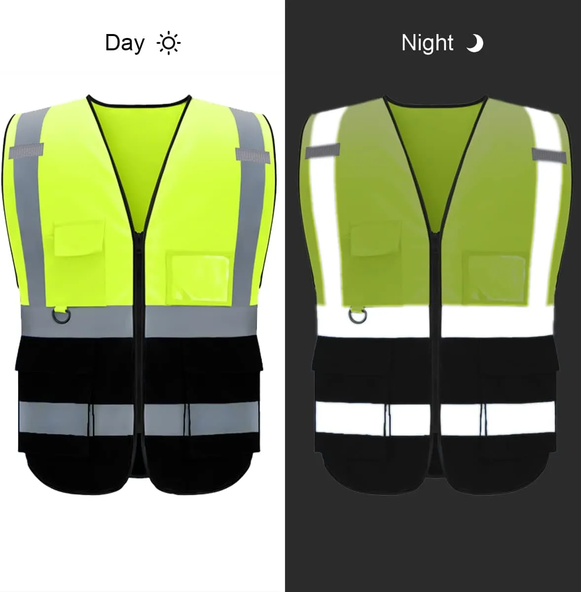 Safety Vest Custom Logo High Visibility Reflective Vest Class 2 Construction Workwear with 5 Pockets