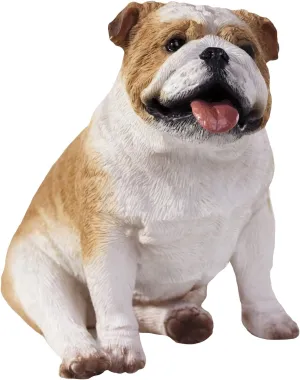 Sandicast Fawn Bulldog Sculpture, Sitting, Small Size