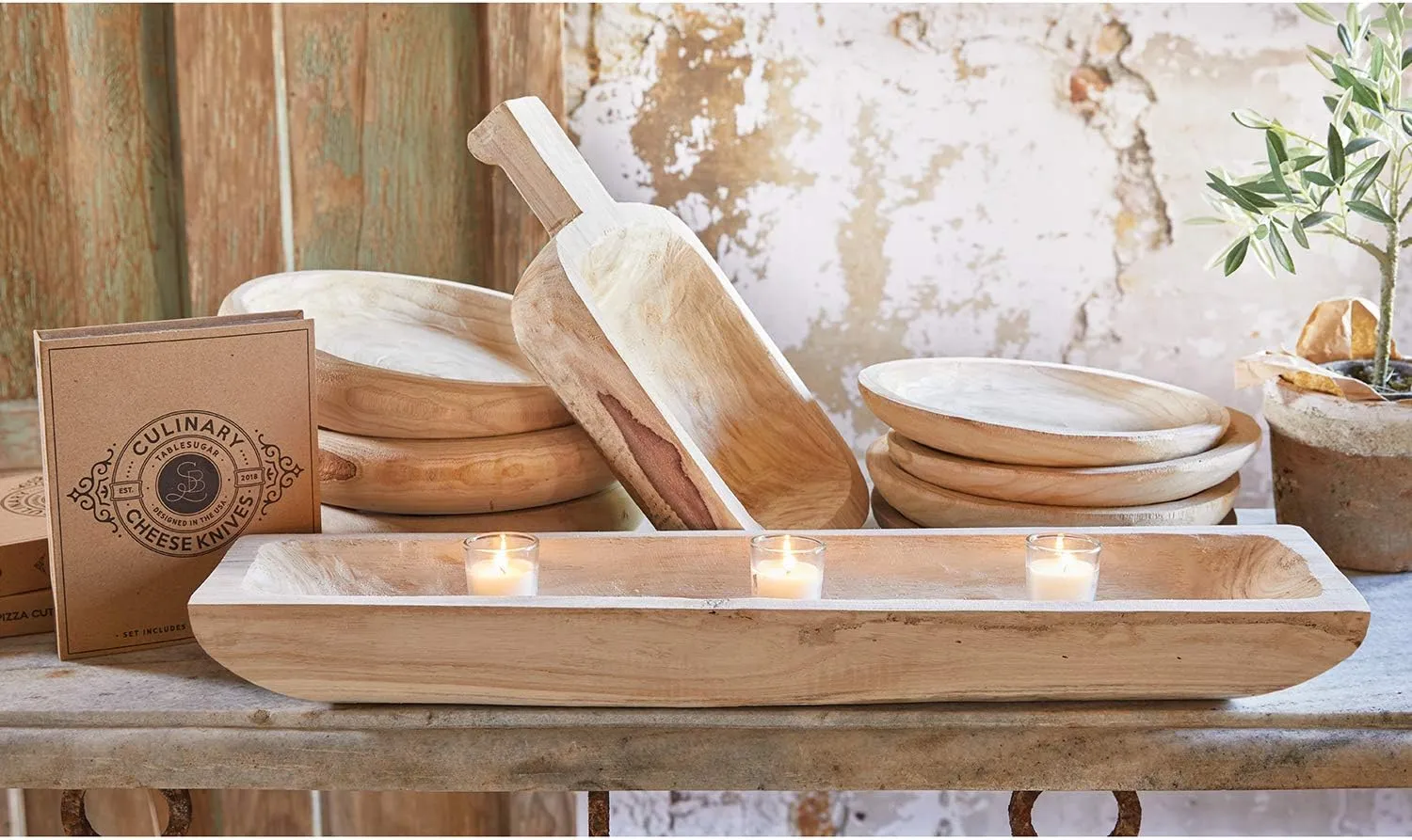 Santa Barbara Design Studio Wood Serving Bowl, Hand Carved Paulownia Wood Fruit Bowl / Wood Decor, 11.5" Large, Natural
