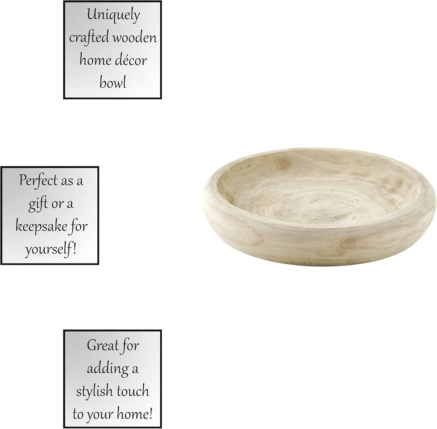Santa Barbara Design Studio Wood Serving Bowl, Hand Carved Paulownia Wood Fruit Bowl / Wood Decor, 11.5" Large, Natural