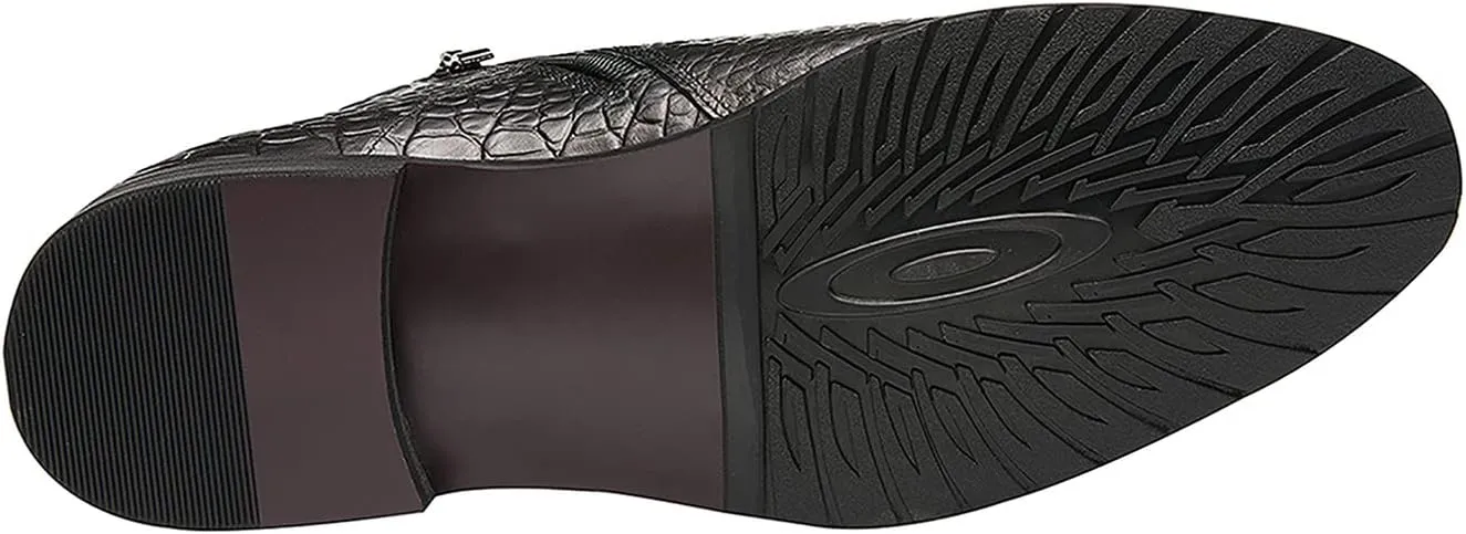 Santimon Mens Chelsea Boots Dress Casual Zipper Buckles Genuine Leather Alligator Patent Ankle Boots for Men Fashion Prom Wedding Party Cowboy Tuexdo Western Boots