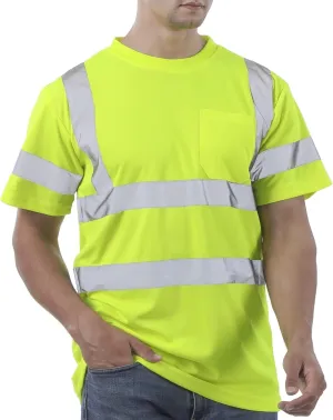 sesafety T Shirts for Men Personalized T Shirts for Men Crewneck Safety Shirts with Pocket Loose Fit Heavyweight Short-Sleeve Pocket T-Shirt Yellow