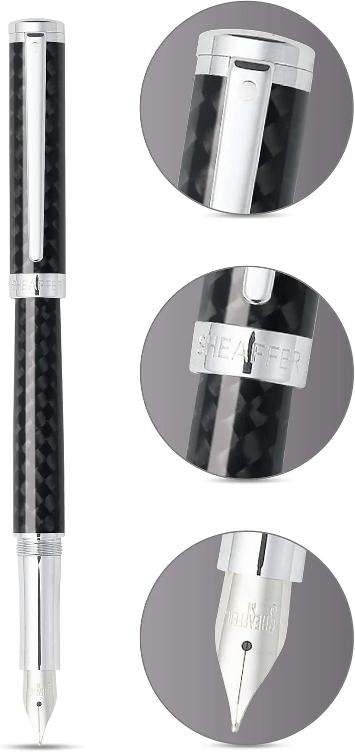 Sheaffer Intensity Carbon Fiber Fountain Pen with Chrome-Plated Trim and Medium Nib