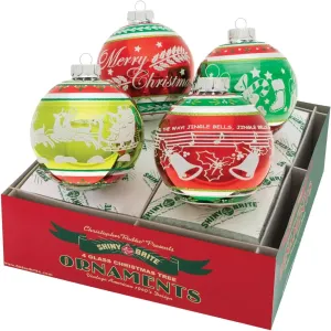 Shiny Brite Holiday Splendor 4 Count 4" Signature Flocked Rounds