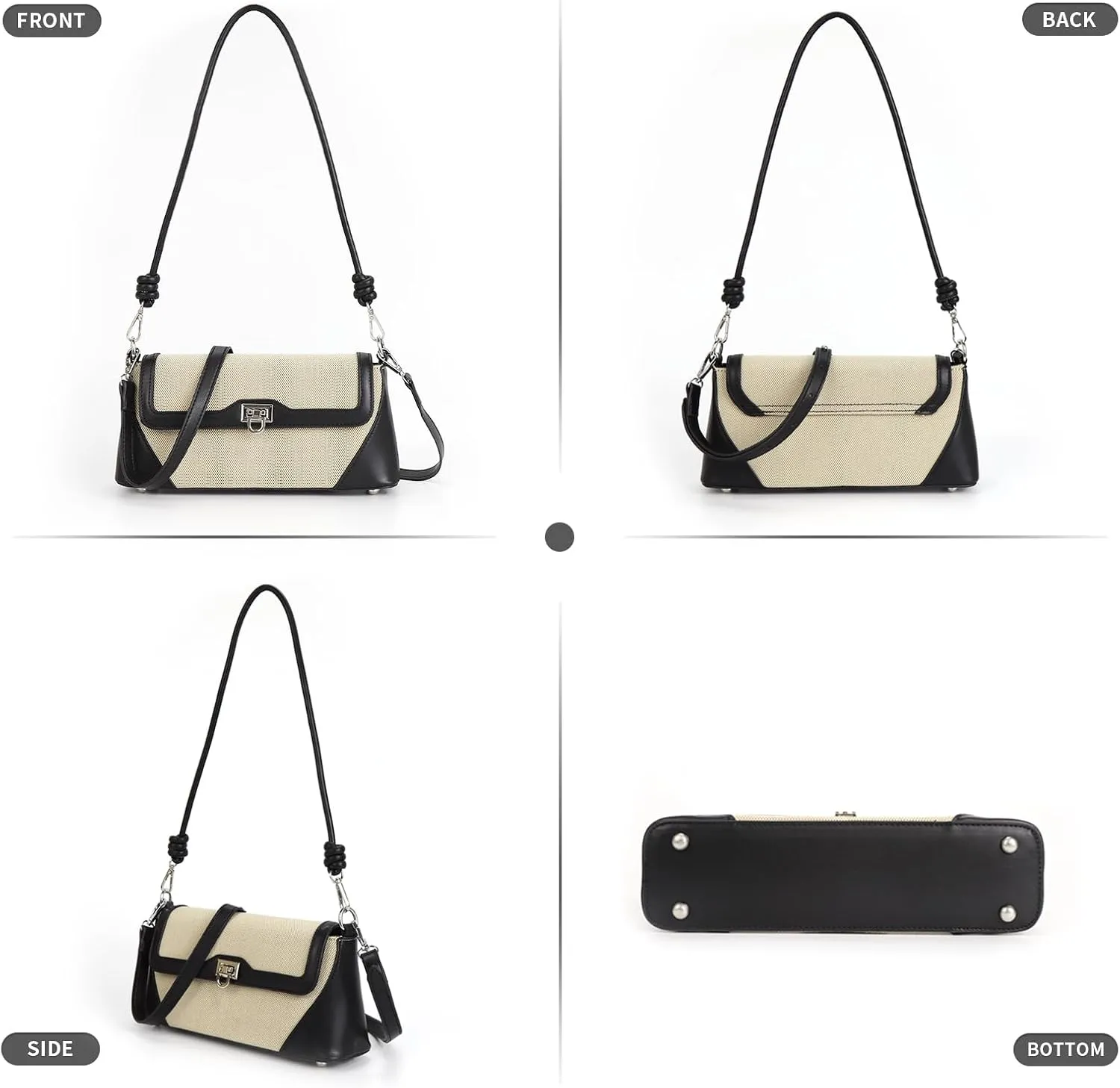 Shoulder Bag for Women PU Leather Shoulder Purse Vintage Handbag Retro Classic Underarm Purse with 2 Removable Strap