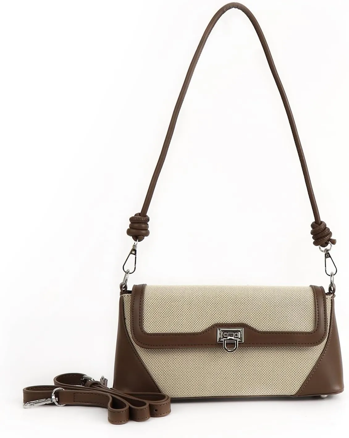 Shoulder Bag for Women PU Leather Shoulder Purse Vintage Handbag Retro Classic Underarm Purse with 2 Removable Strap