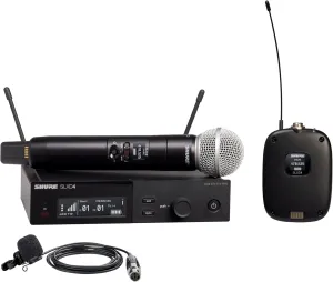 Shure SLXD124/85M Digital Wireless Microphone System - Includes SXLD4 Single Channel Rack Mount Receiver, SXLD2 Handheld Transmitter with SM58 Mic Capsule, SLXD1 Bodypack with WL185M Lav | G58 Band