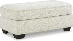 Signature Design by Ashley Valerano Contemporary Crosshatched Chenille Upholstered Ottoman, Cream & Brown