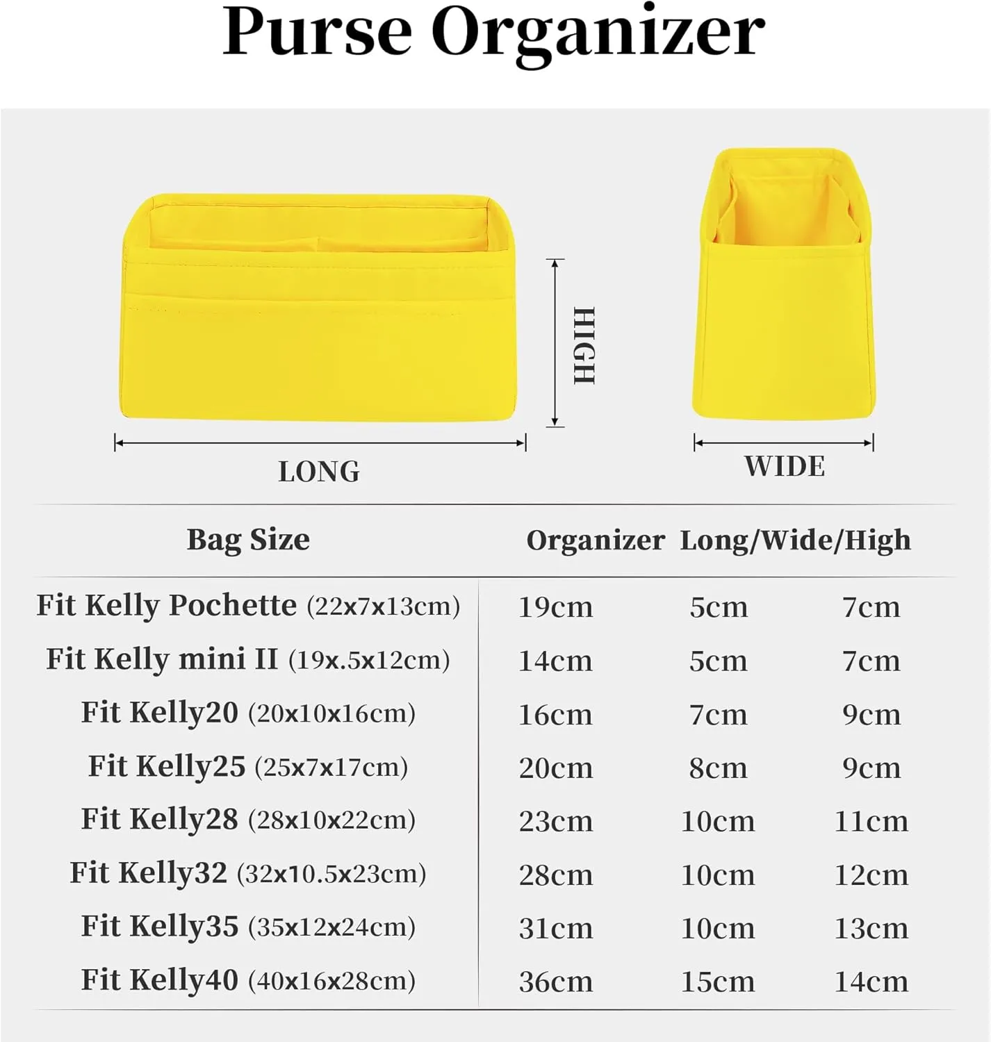 Silky Bag Insert for Mini Kelly II, Purse Organizer Compatible with Hermes Kelly, Lightweight Luxury Bag Shaper with Multiple Pockets for Daily Use (Lime, Mini II)
