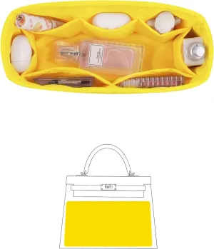 Silky Bag Insert for Mini Kelly II, Purse Organizer Compatible with Hermes Kelly, Lightweight Luxury Bag Shaper with Multiple Pockets for Daily Use (Lime, Mini II)