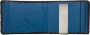 Slim Collection Chisel Leather Wallet RFID Blocked Tap and Go VSL57 (Black/Cobalt)