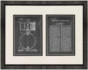 Slingerland Snare Drum Patent Art Chalkboard Print in a Beveled Black Wood Frame with a Double Mat (16" x 20") M10059