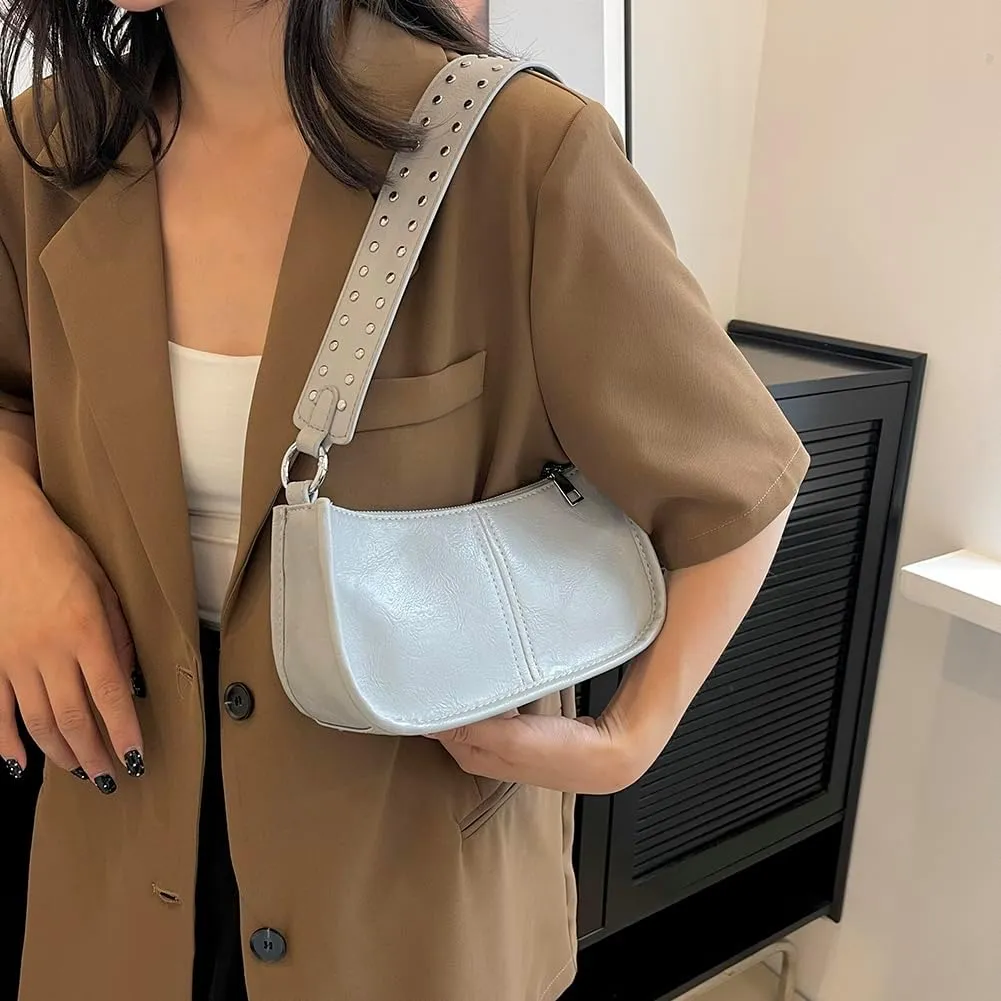Small Shoulder Bag for Women Crossbody Sling Bag PU Tote Handbag Classic Hobo Purse Clutch Underarm Luna Bag(Red)
