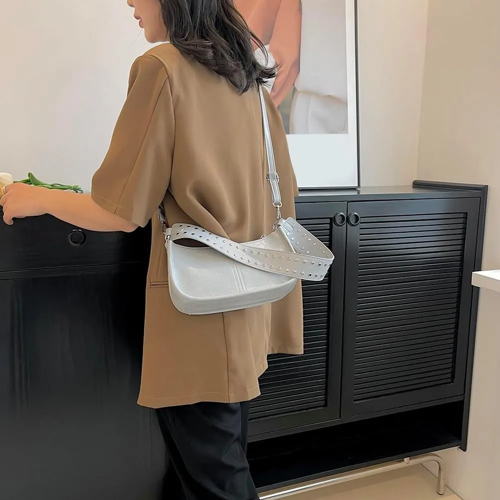 Small Shoulder Bag for Women Crossbody Sling Bag PU Tote Handbag Classic Hobo Purse Clutch Underarm Luna Bag(Red)