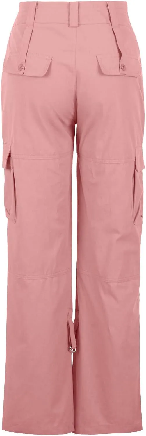 SMIDOW Low Rise Cargo Pants for Women Plus Size Baggy Stretchy Wide Leg Pants Pockets Y2K Streetwear Combat Military Trousers