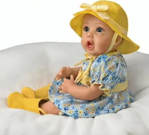 So Truly Real Singing in The Rain Realistic Baby Doll That Babbles with Custom 4-Piece Rain-Themed Ensemble Complete with Rain Boots and A Bucket Hat
