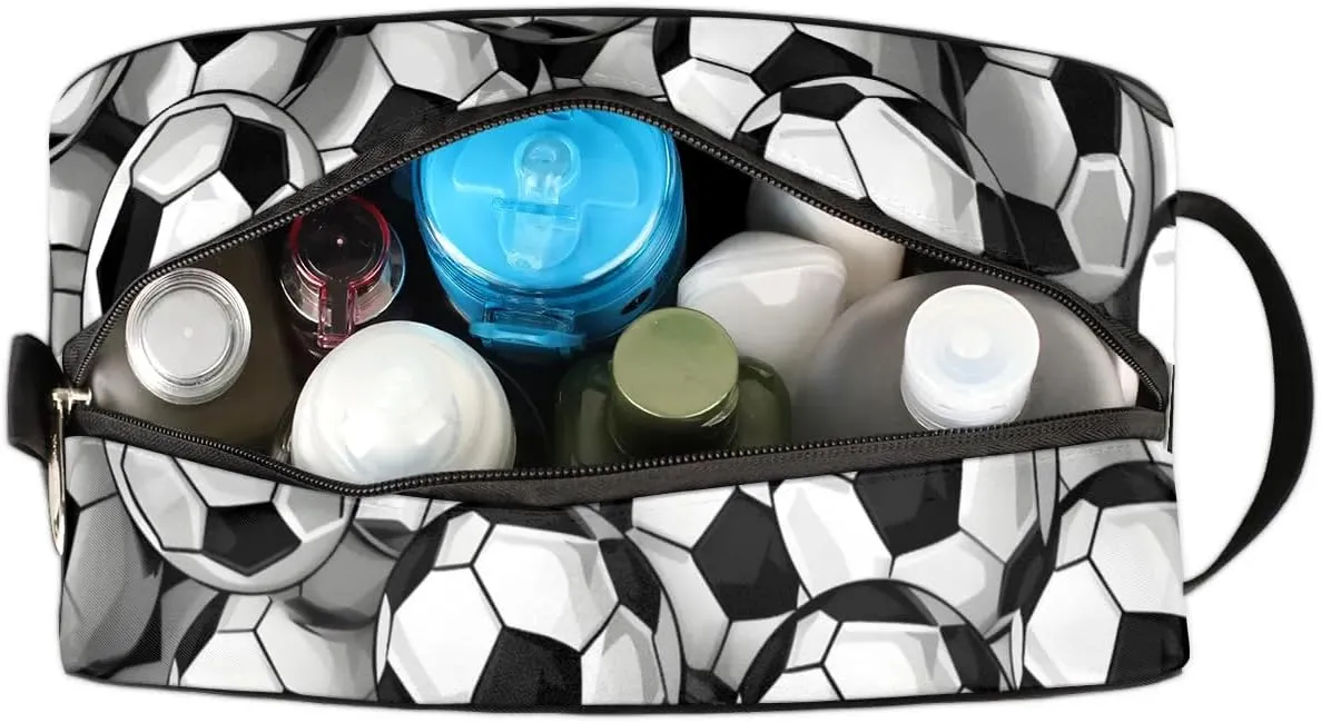 Soccer Travel Cosmetic Bag for Boy Men,Hanging Toiletry Bag,Waterproof Makeup Bag,Approved Hygiene Bag Shave Dopp Kit Organizer for Toiletries Shower Bathroom Carry-on Accessories Gifts