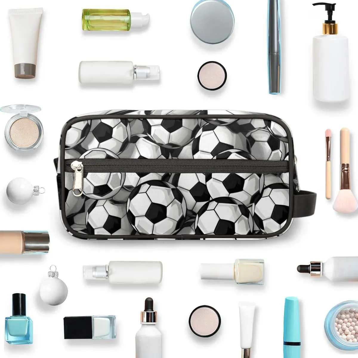Soccer Travel Cosmetic Bag for Boy Men,Hanging Toiletry Bag,Waterproof Makeup Bag,Approved Hygiene Bag Shave Dopp Kit Organizer for Toiletries Shower Bathroom Carry-on Accessories Gifts