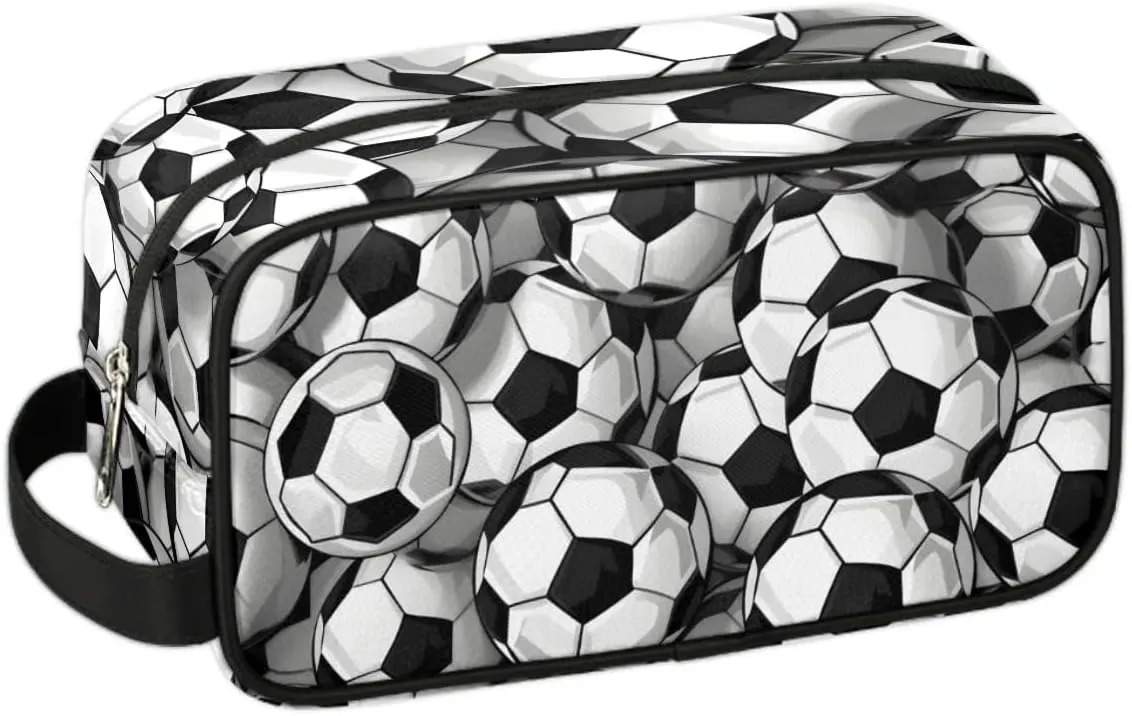 Soccer Travel Cosmetic Bag for Boy Men,Hanging Toiletry Bag,Waterproof Makeup Bag,Approved Hygiene Bag Shave Dopp Kit Organizer for Toiletries Shower Bathroom Carry-on Accessories Gifts