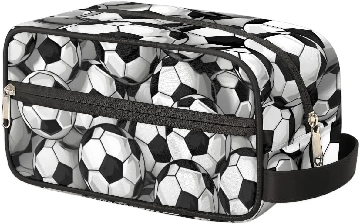 Soccer Travel Cosmetic Bag for Boy Men,Hanging Toiletry Bag,Waterproof Makeup Bag,Approved Hygiene Bag Shave Dopp Kit Organizer for Toiletries Shower Bathroom Carry-on Accessories Gifts