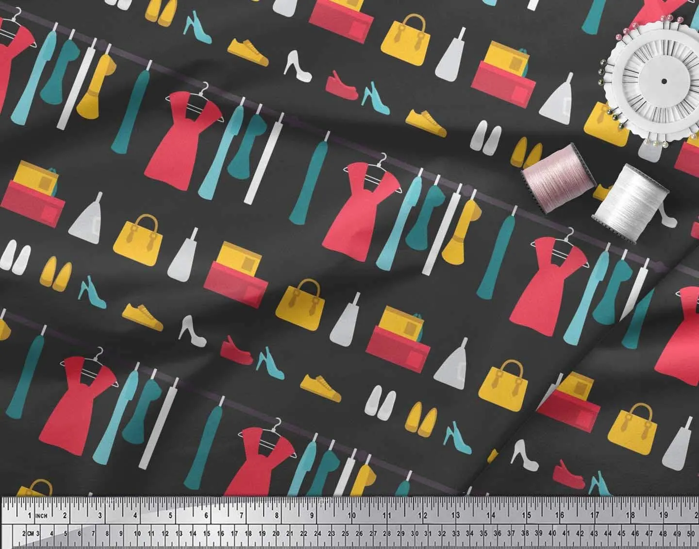 Soimoi Japan Crepe Black Fabric - by The Yard - 42 Inch Wide - Footwear, Handbag & Dresses Women's Bliss Textile - Stylish and Versatile Fusion for Various Uses Printed Fabric