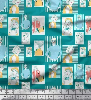 Soimoi Japan Crepe Green Fabric - by The Yard - 42 Inch Wide - Women, Camera & Handbag Fashion Textile - Chic and Trendy Patterns for Fashionable Projects Printed Fabric