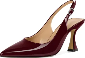 Soireelady Women's Slingback Heels Pointed Toe High Heel Stiletto Heels Fashion Dress Shoes 3.5 Inch