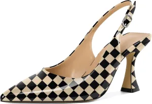 Soireelady Women's Slingback Heels Pointed Toe High Heel Stiletto Heels Fashion Dress Shoes 3.5 Inch