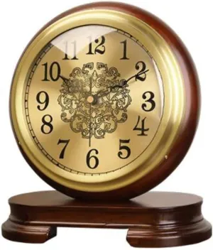 Solid Wood Brass Clock Table Clock Living Room Table Clock Retro American Bedside Old-Fashioned Desktop Ornaments (Color : A Size : 20.5 * 10.5 * 20cm) (A 20.5 * 10.5 * 20cm)