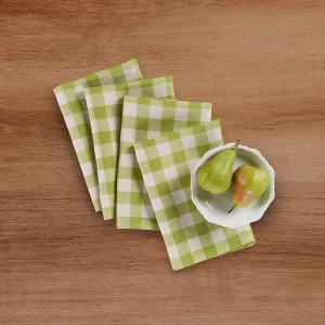 Solino Home Linen Napkins Set of 4-100% Pure Linen Dark Citron and Cream Cloth Washable Dinner Napkins 20 x 20 Inch for Father's Day, Summer - Morgan Check