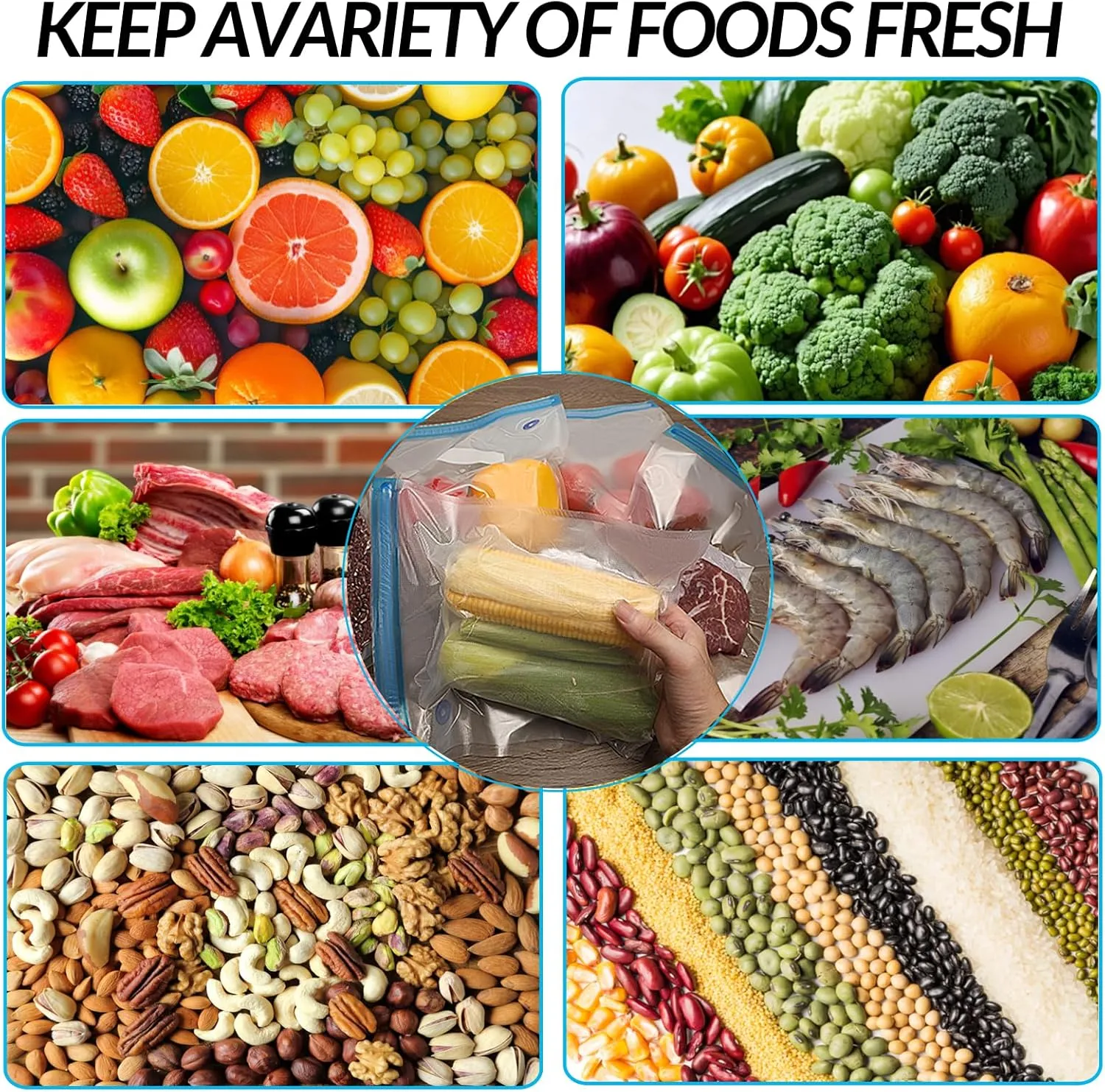 Sous Vide Bags 28Pcs, BPA Free Reusable, with Air Valve, Double-Layered Food Storage for Cooking, Food Storage, and Microwave Heating. 3 Size 21 Vacuum Zipper Bags, 2 Seal Clips, and 5 Air Valves.