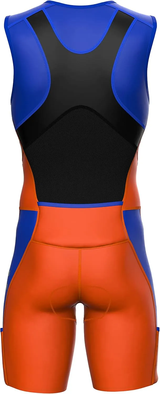 Sparx Men Competitor Triathlon Suit Mens Trisuits | Italian Technical Fabric | Soft Chamois | 4 Pockets | Bike-Swim-Run