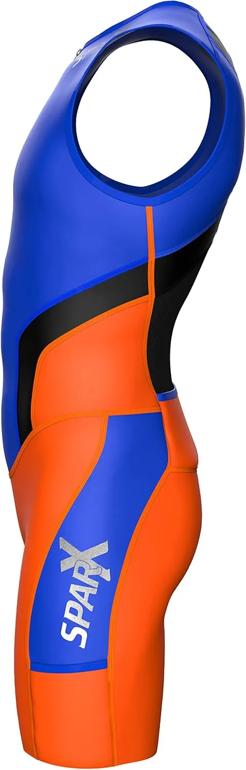Sparx Men Competitor Triathlon Suit Mens Trisuits | Italian Technical Fabric | Soft Chamois | 4 Pockets | Bike-Swim-Run