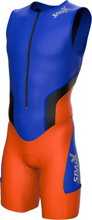 Sparx Men Competitor Triathlon Suit Mens Trisuits | Italian Technical Fabric | Soft Chamois | 4 Pockets | Bike-Swim-Run
