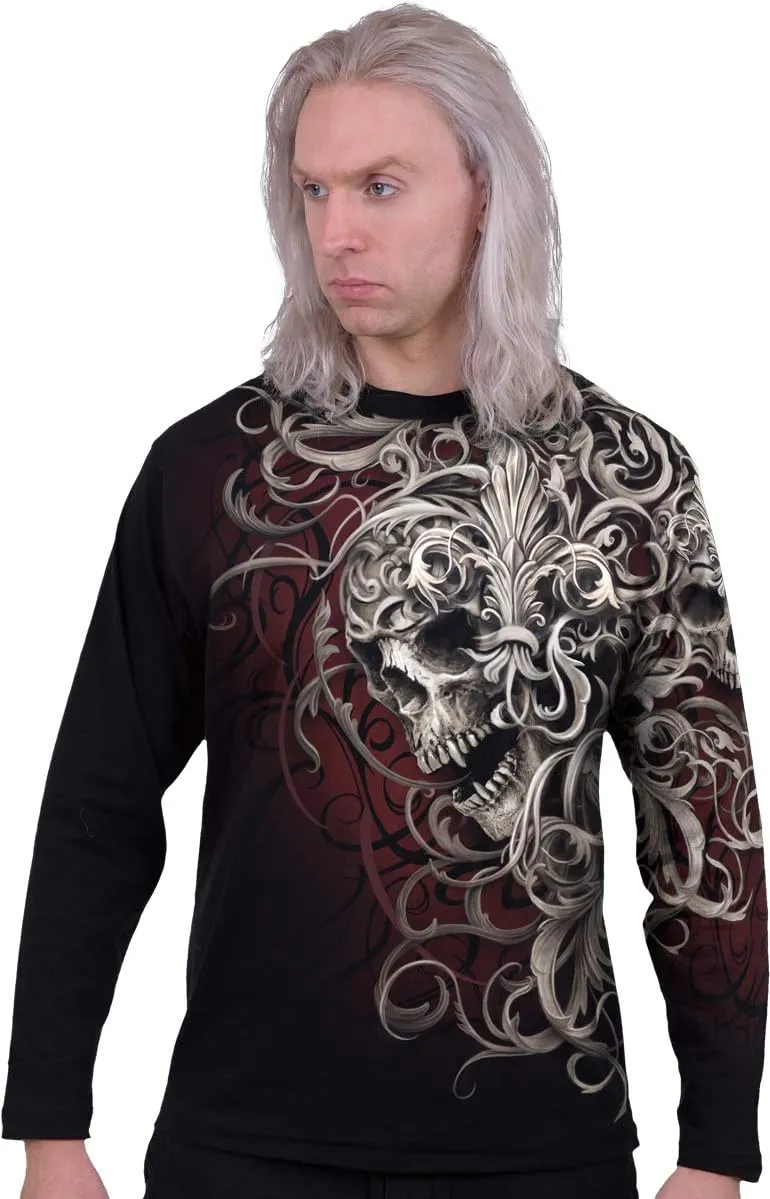 Spiral - Skull Shoulder Wrap - Allover Longsleeve T-Shirt Black